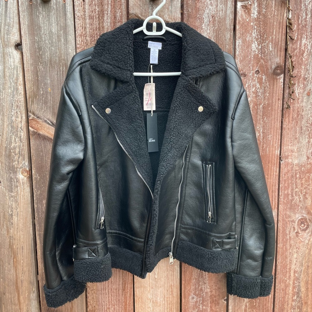 West of Melrose Faux Leather Shearling Womens Jacket Moto Tilly’s Lined